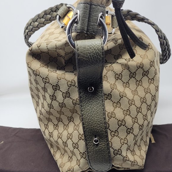 GUCCI Monogram Bamboo Tassel Shoulder Bag - Picture 5 of 14